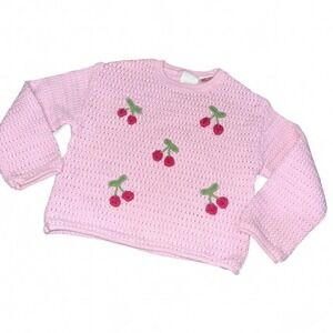 ADORABLE PINK W/CHERRIES KNIT SWEATER BY ZARA GIRLS 2T